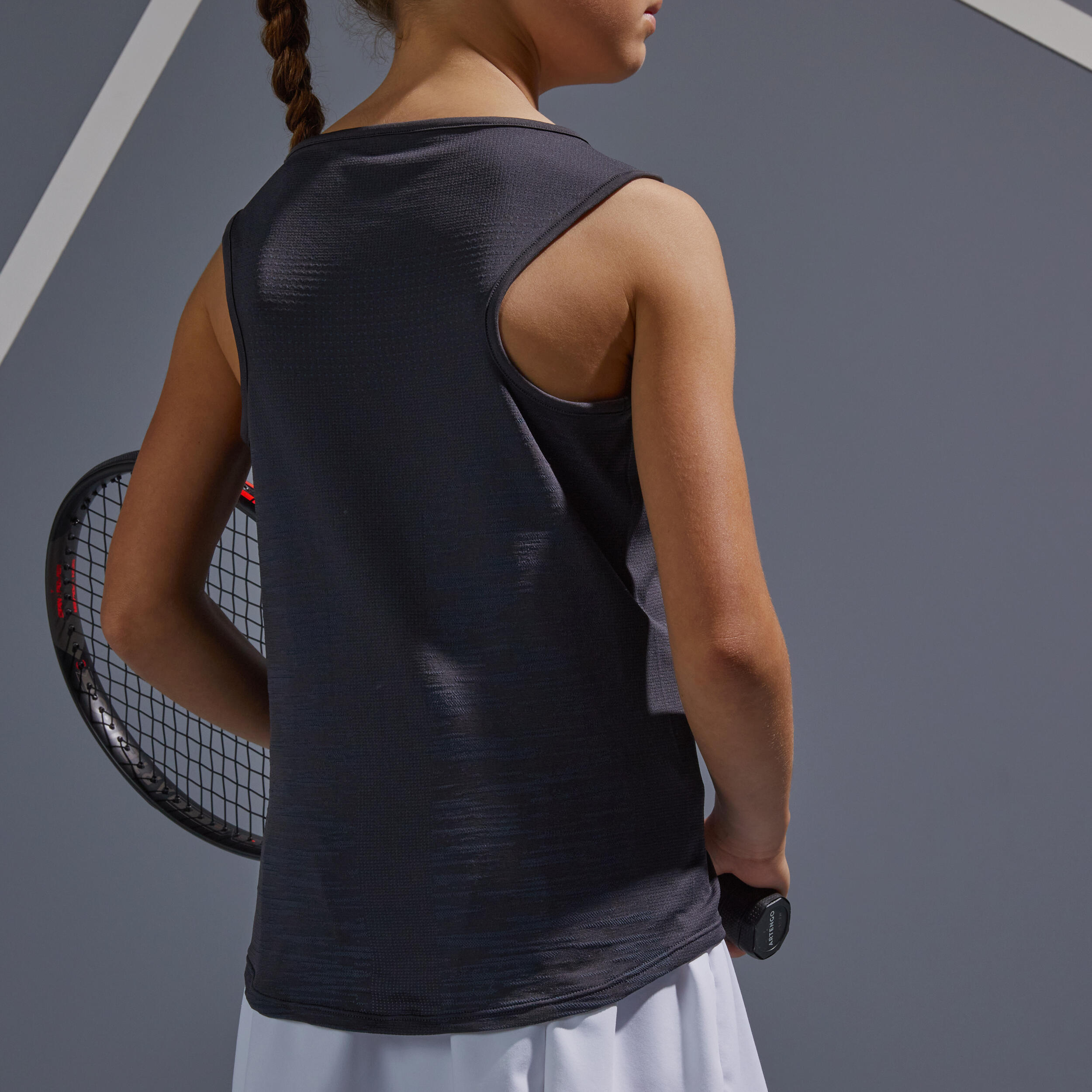 Camiseta de tenis sin mangas Niña Artengo TTK900 gris carbón 3/6