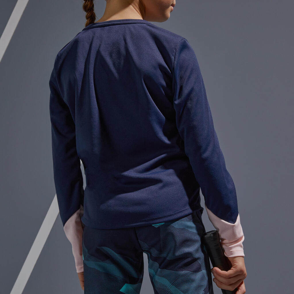 Langarmshirt warm Mädchen blau/rosa