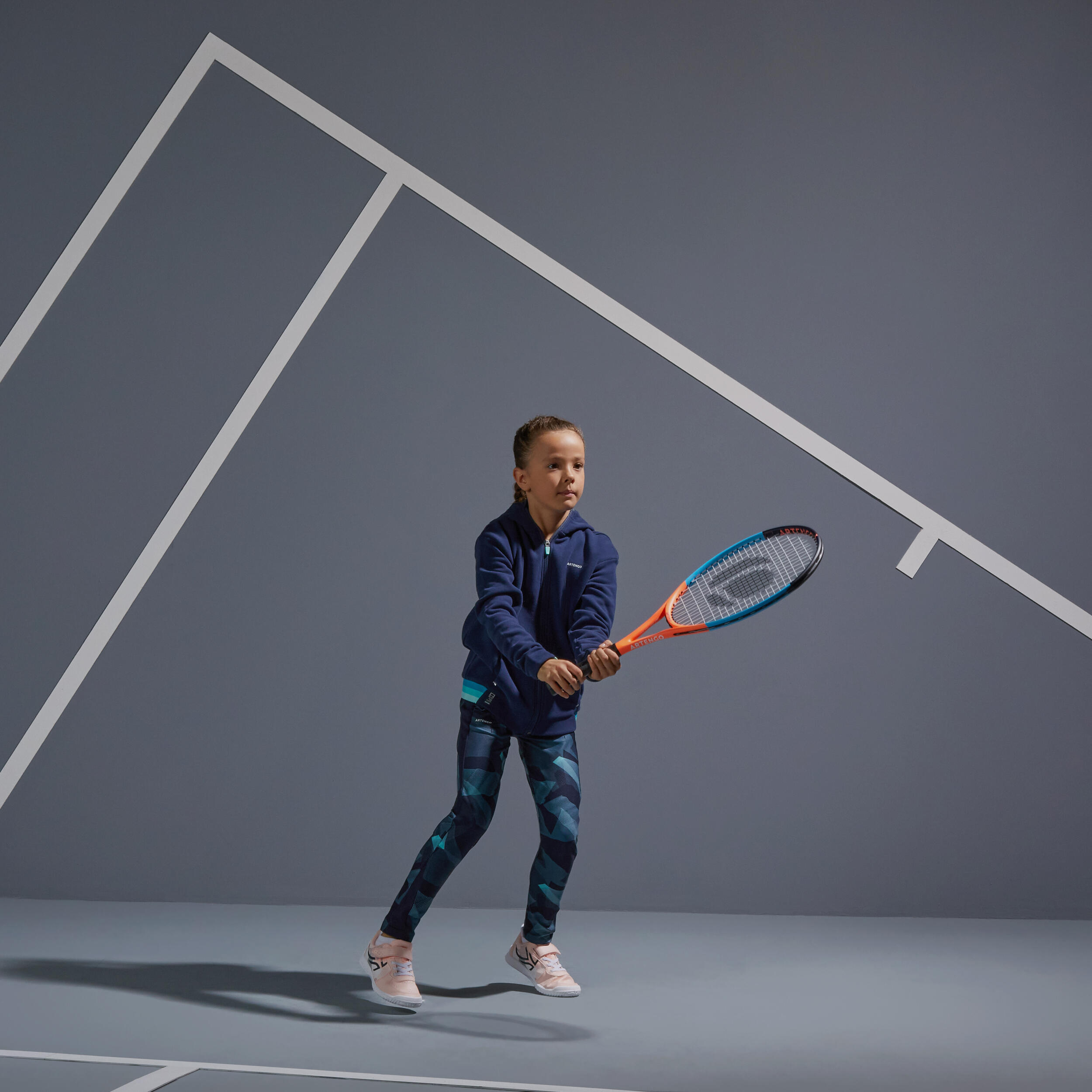 Girls' Thermal Tennis Jacket - Navy 2/7