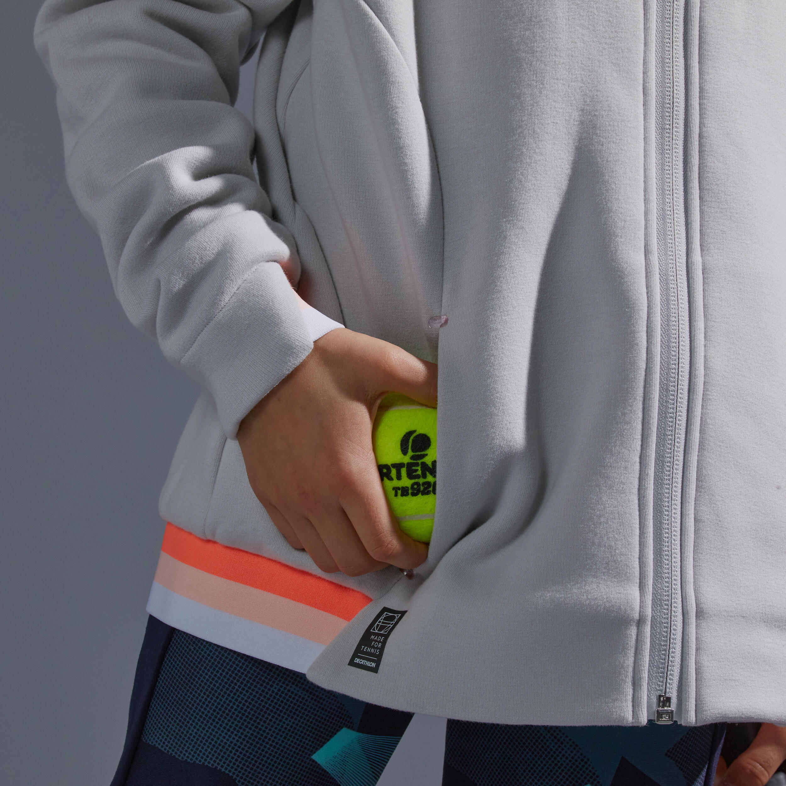 Girls' Thermal Tennis Jacket - Light Grey 6/7