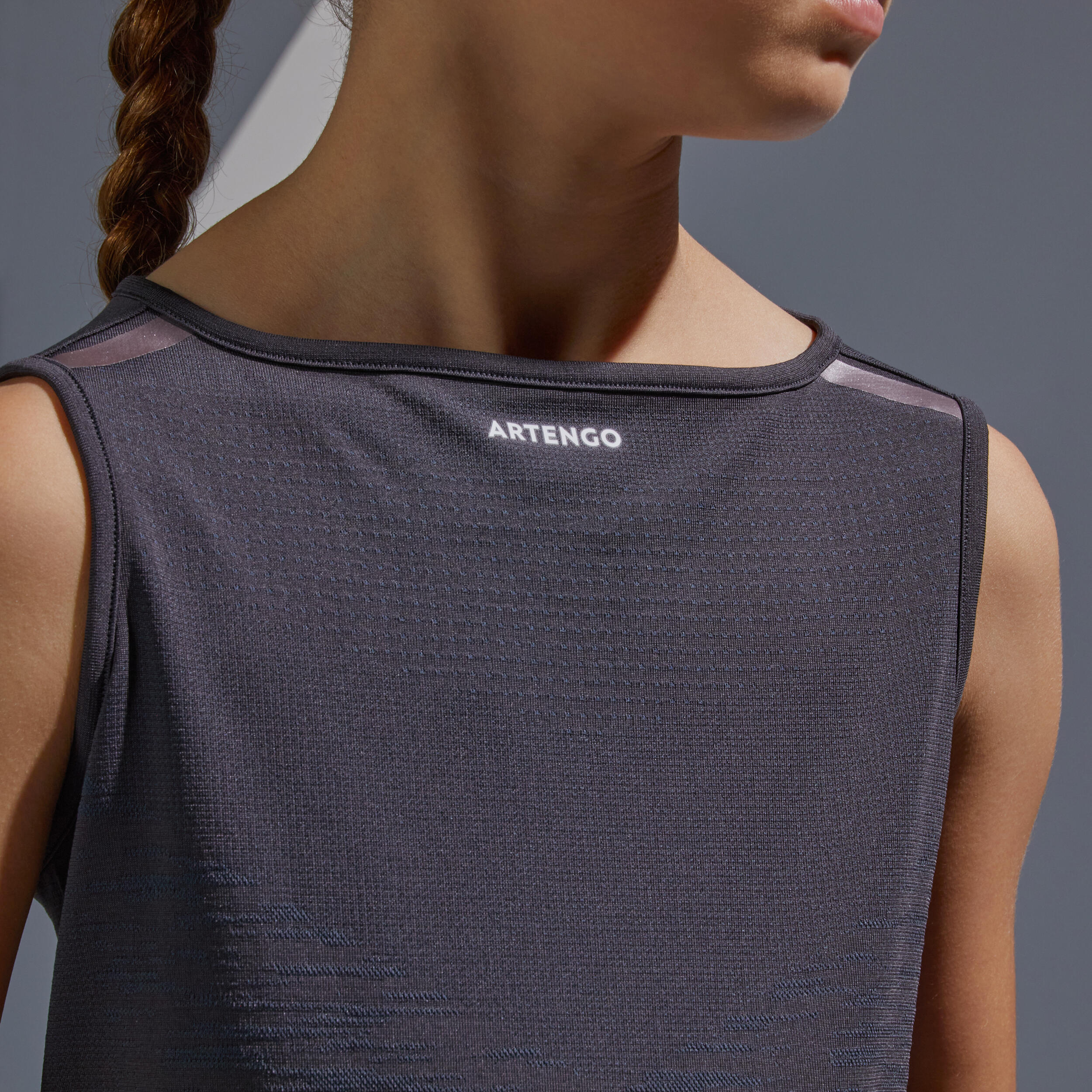 Camiseta de tenis sin mangas Niña Artengo TTK900 gris carbón 2/6