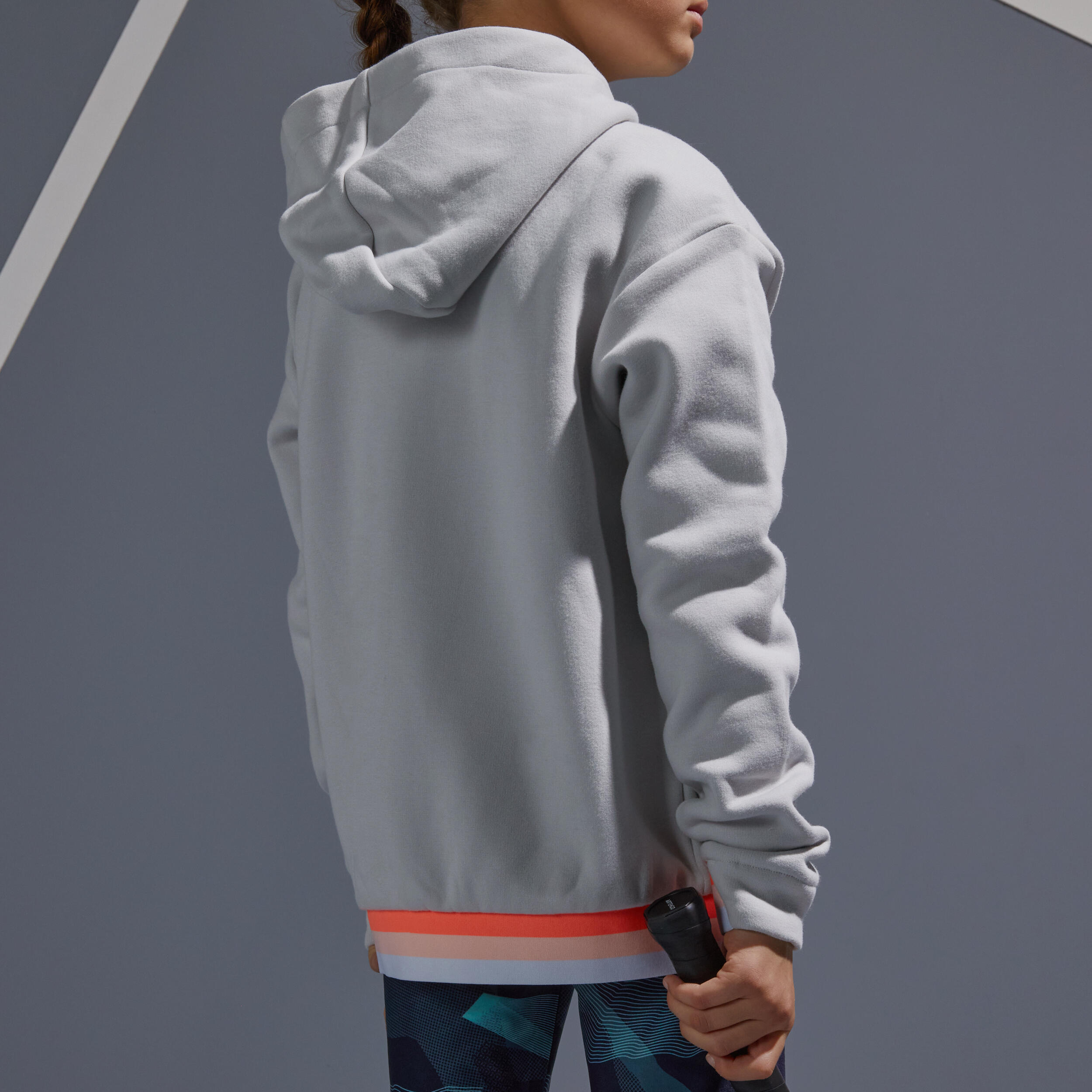 Girls' Thermal Tennis Jacket - Light Grey 4/7