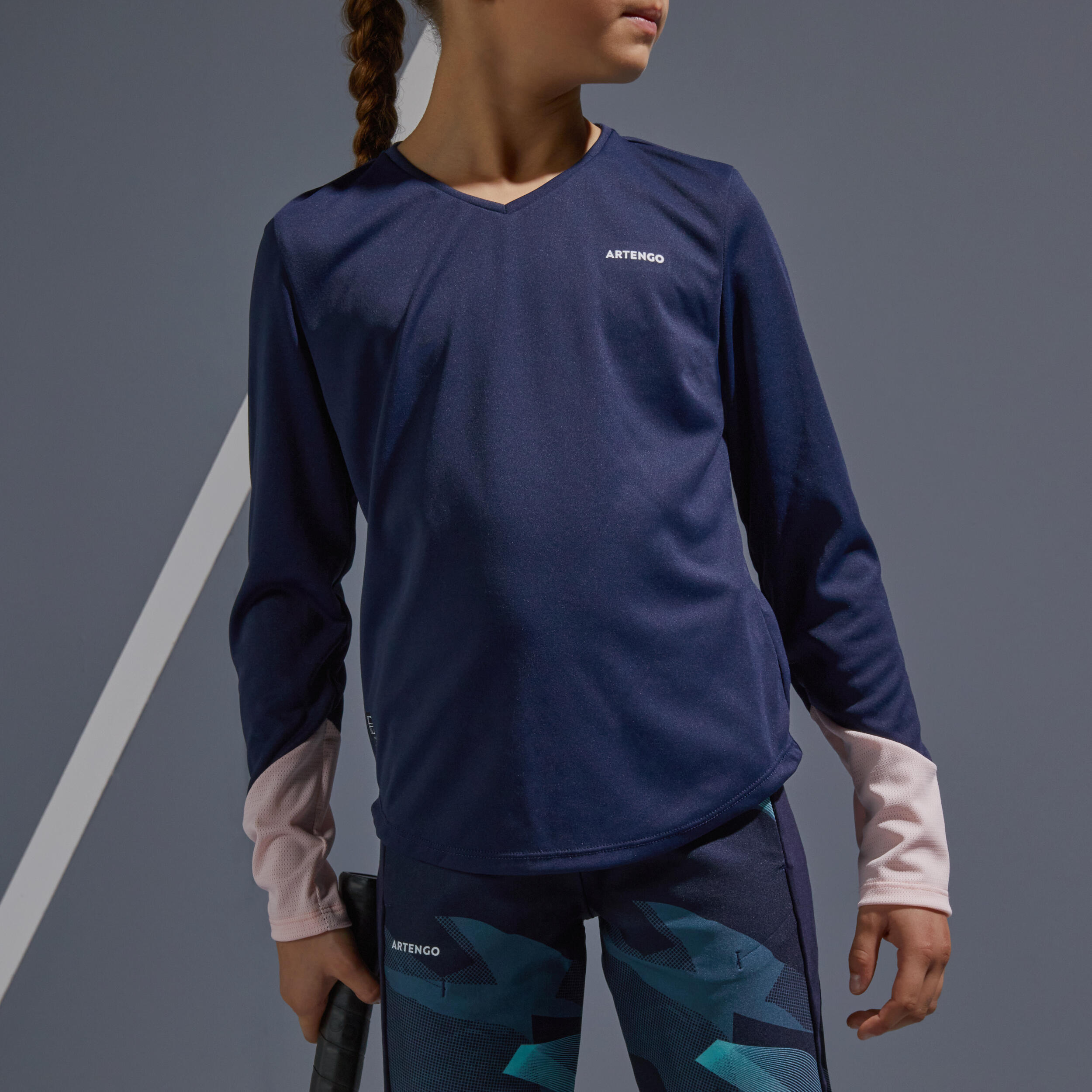 Girls' Thermal T-Shirt 500 - Blue/Pink 3/6