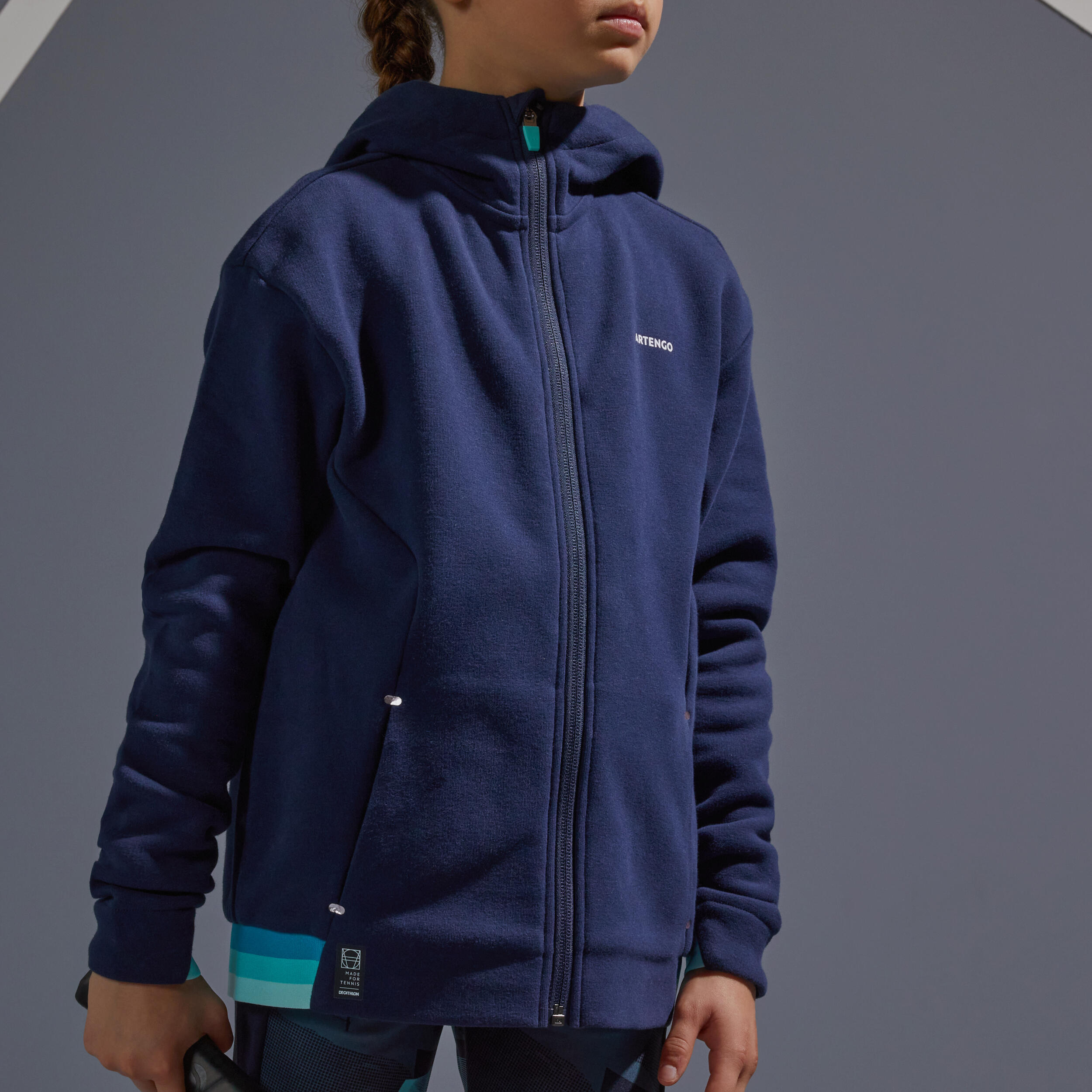 Girls' Thermal Tennis Jacket - Navy 3/7