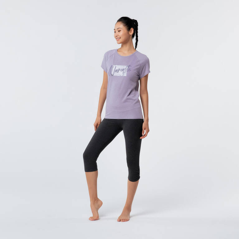 Women's Short-Sleeved Gentle Yoga T-Shirt - Mandala Purple - Decathlon