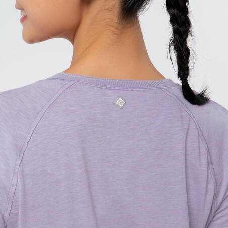 Women's Short-Sleeved Gentle Yoga T-Shirt - Mandala Purple