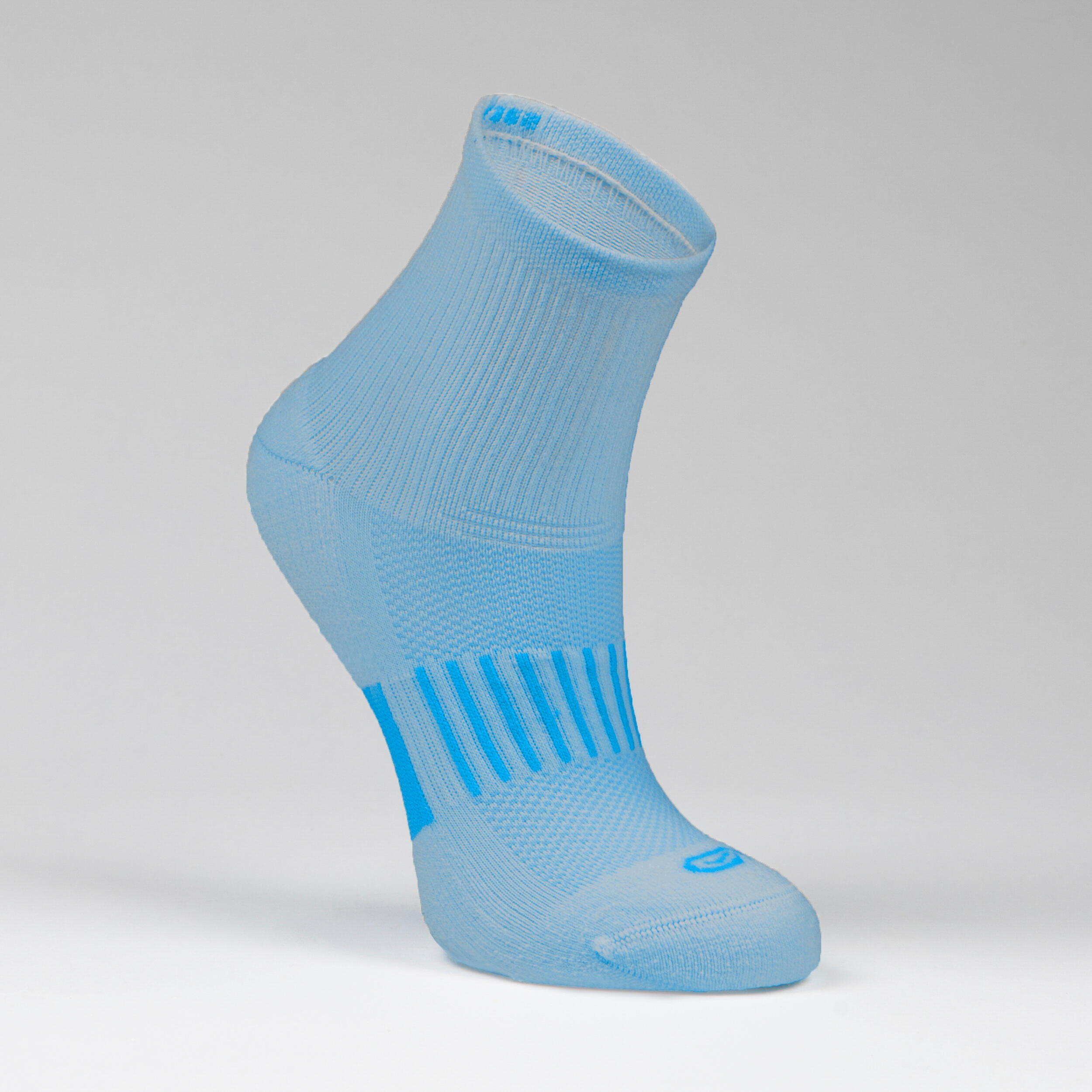 Kids' Socks AT 500 Mid 2-Pack - plain blue and blue stripe 6/9