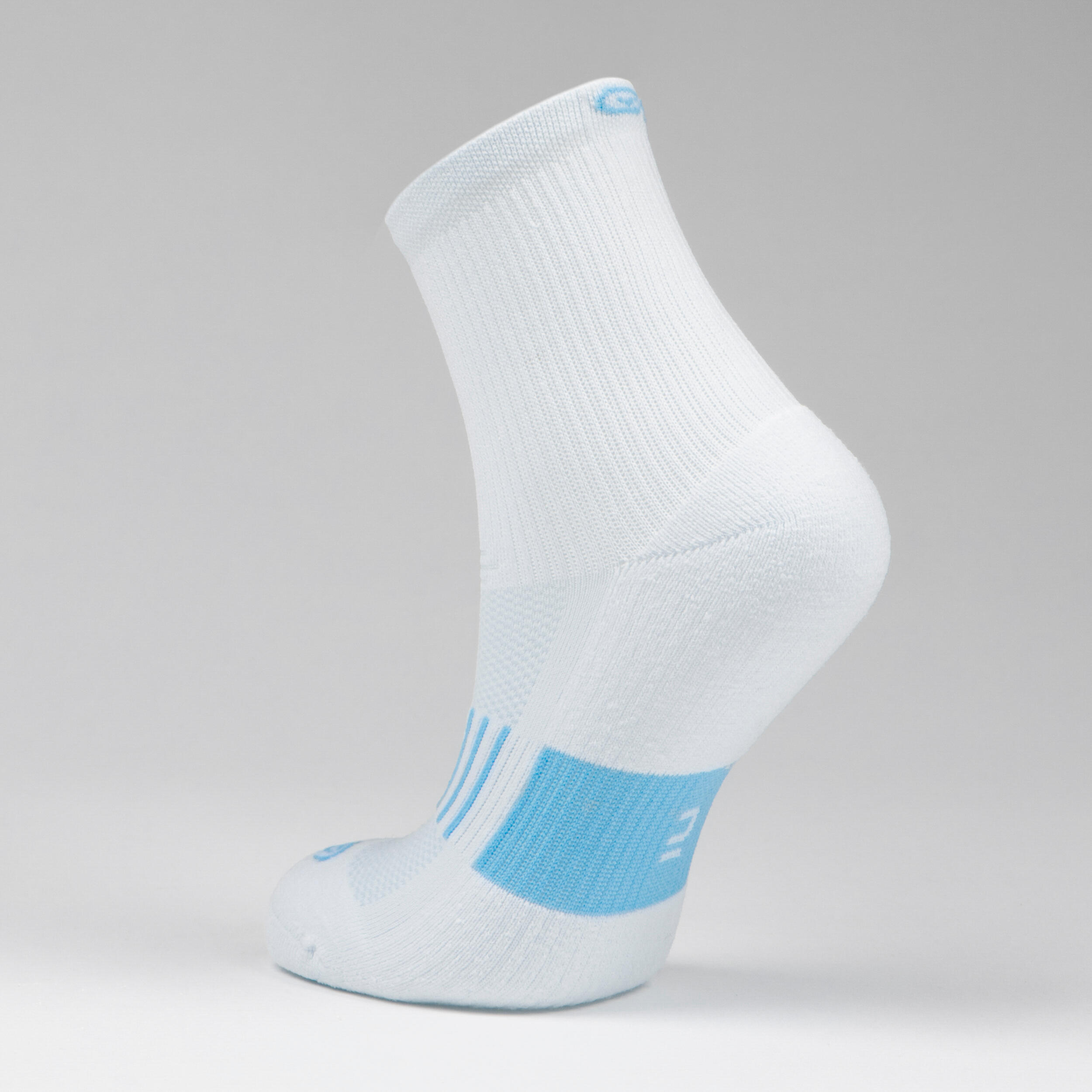 Kids' Socks AT 500 Mid 2-Pack - plain blue and blue stripe 4/9