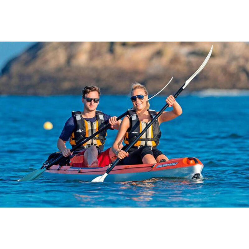 BORNEO TAHE RIGID TOURING CANOEKAYAK, BACKREST, 2 ADULT SEATS AND 1