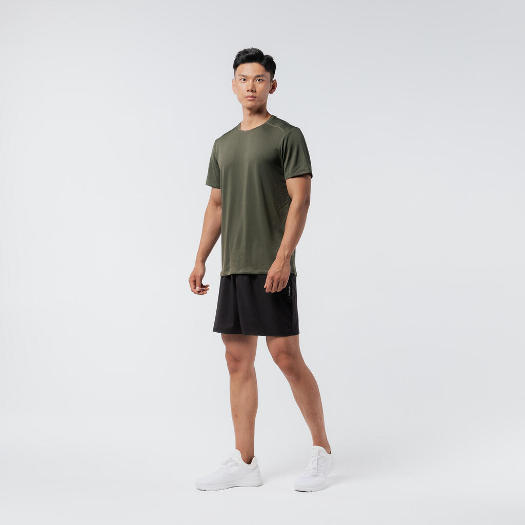 Majica kratkih rukava za fitnes FTS 120 s okruglim izrezom muška - bela