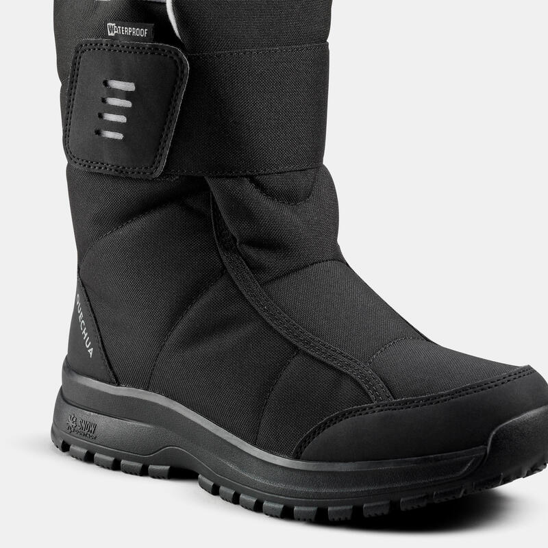 Botas Neve/Tempo Frio Quentes Impermeáveis Mulher SH100 Tira Autoaderente