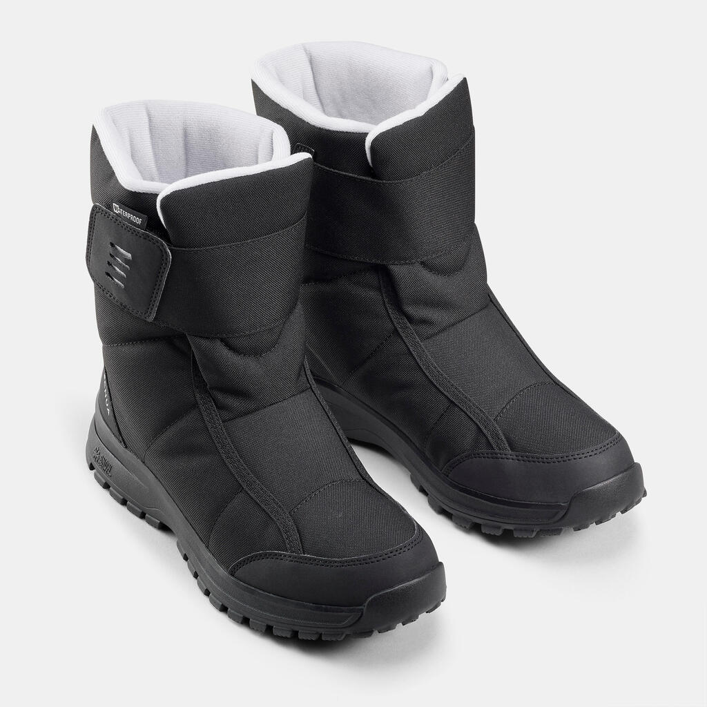 BOTAS NIEVE CÁLIDAS IMPERMEABLES DE SENDERISMO MUJER SH100 VELCRO 