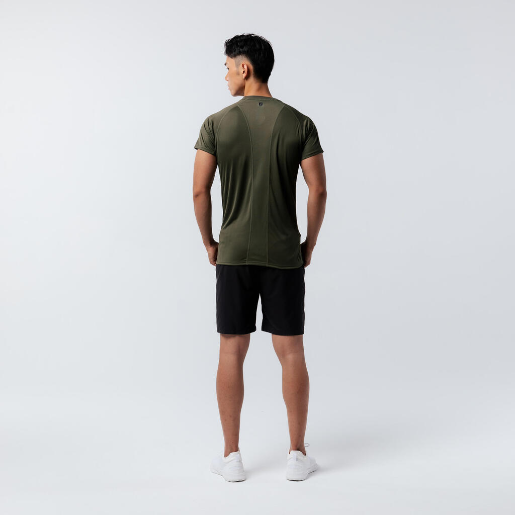 T shirt technique fitness KAKI LIGNE BEIGE