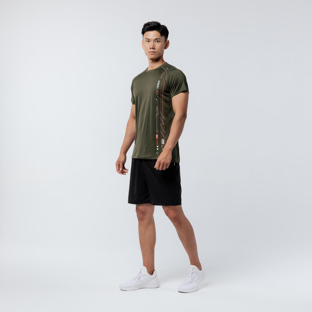 T shirt technique fitness KAKI LIGNE BEIGE