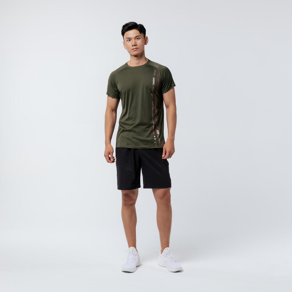 T shirt technique fitness KAKI LIGNE BEIGE