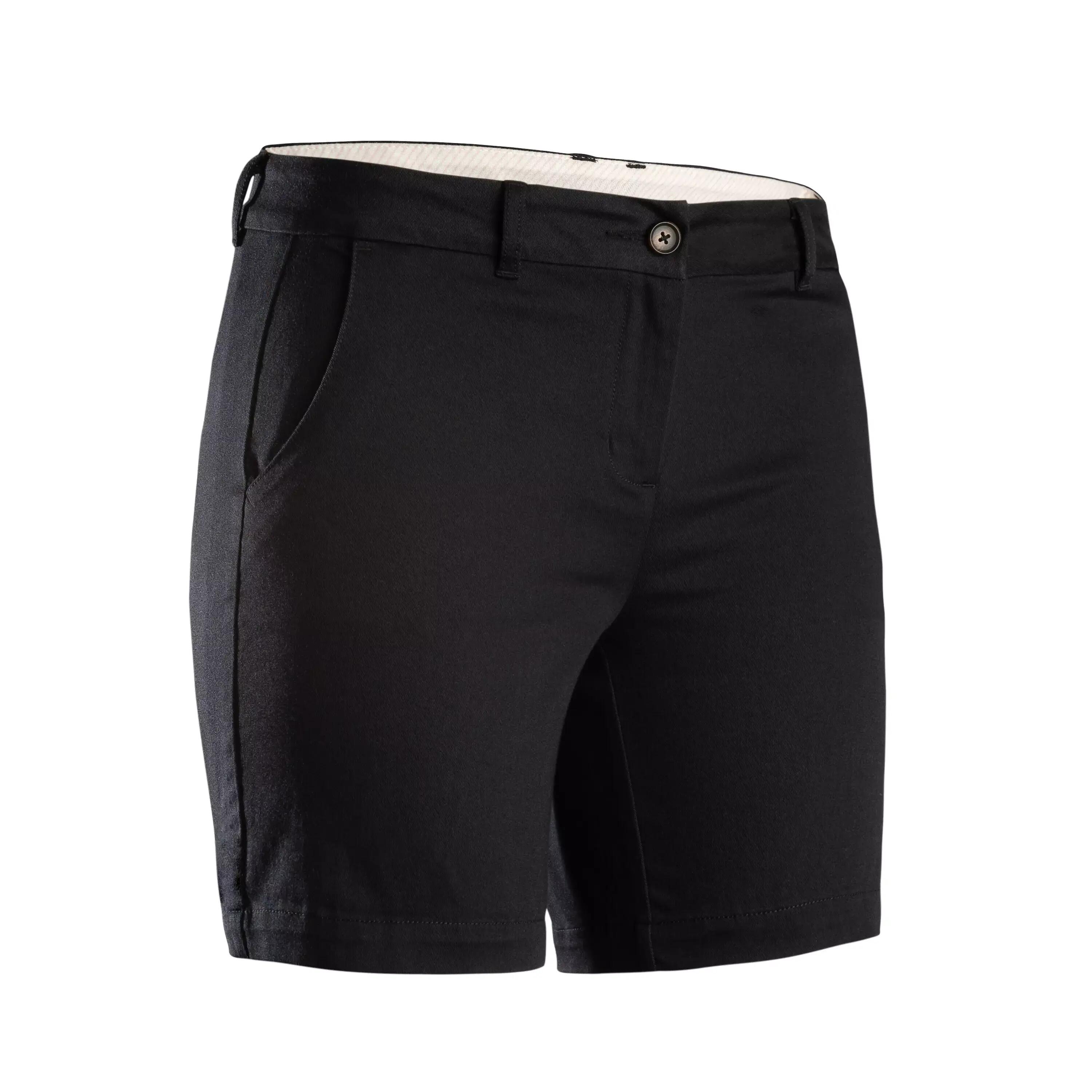 Women’s golf cotton chino shorts, MW500 black -  2