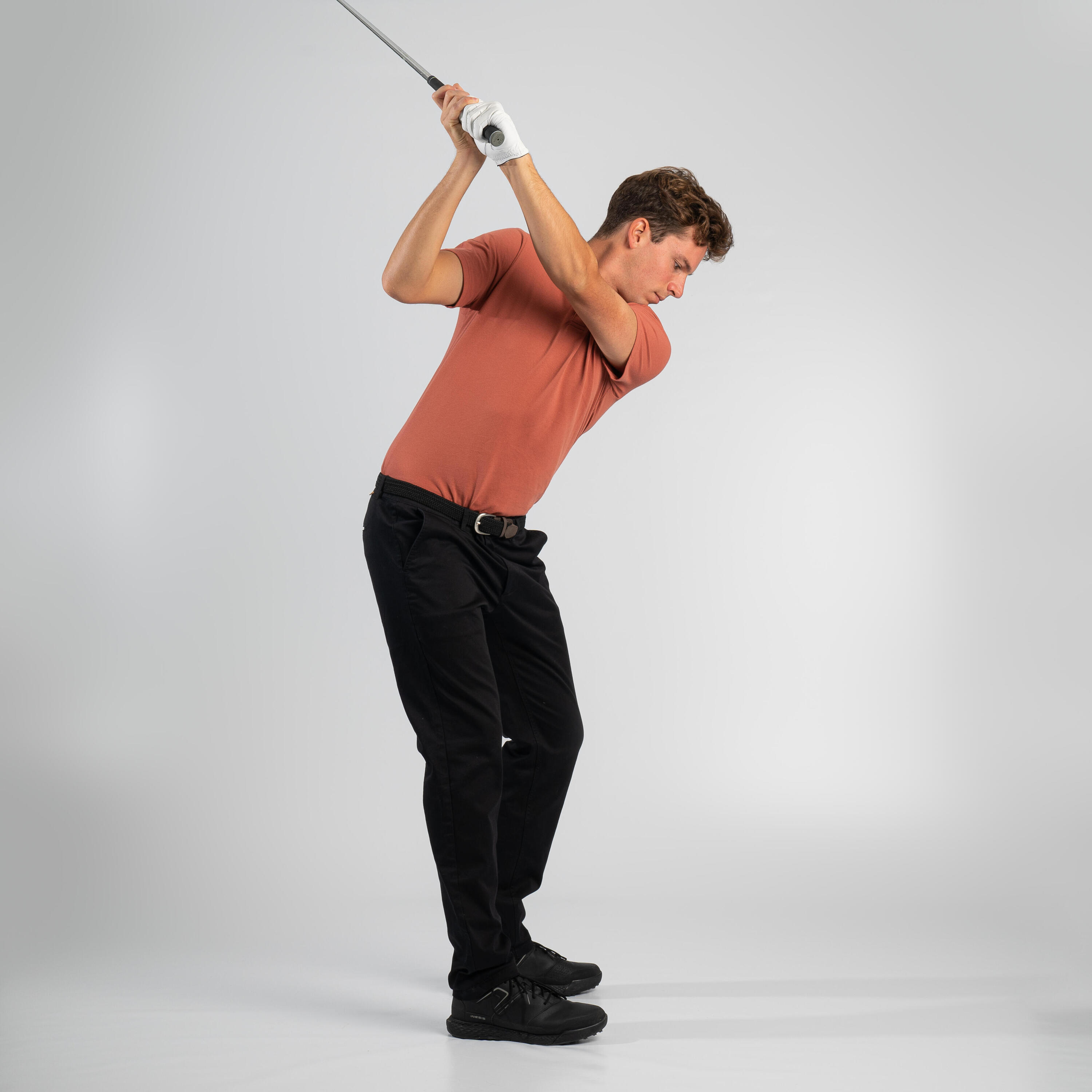 Men's golf short-sleeved polo shirt MW500 terracotta 20/24