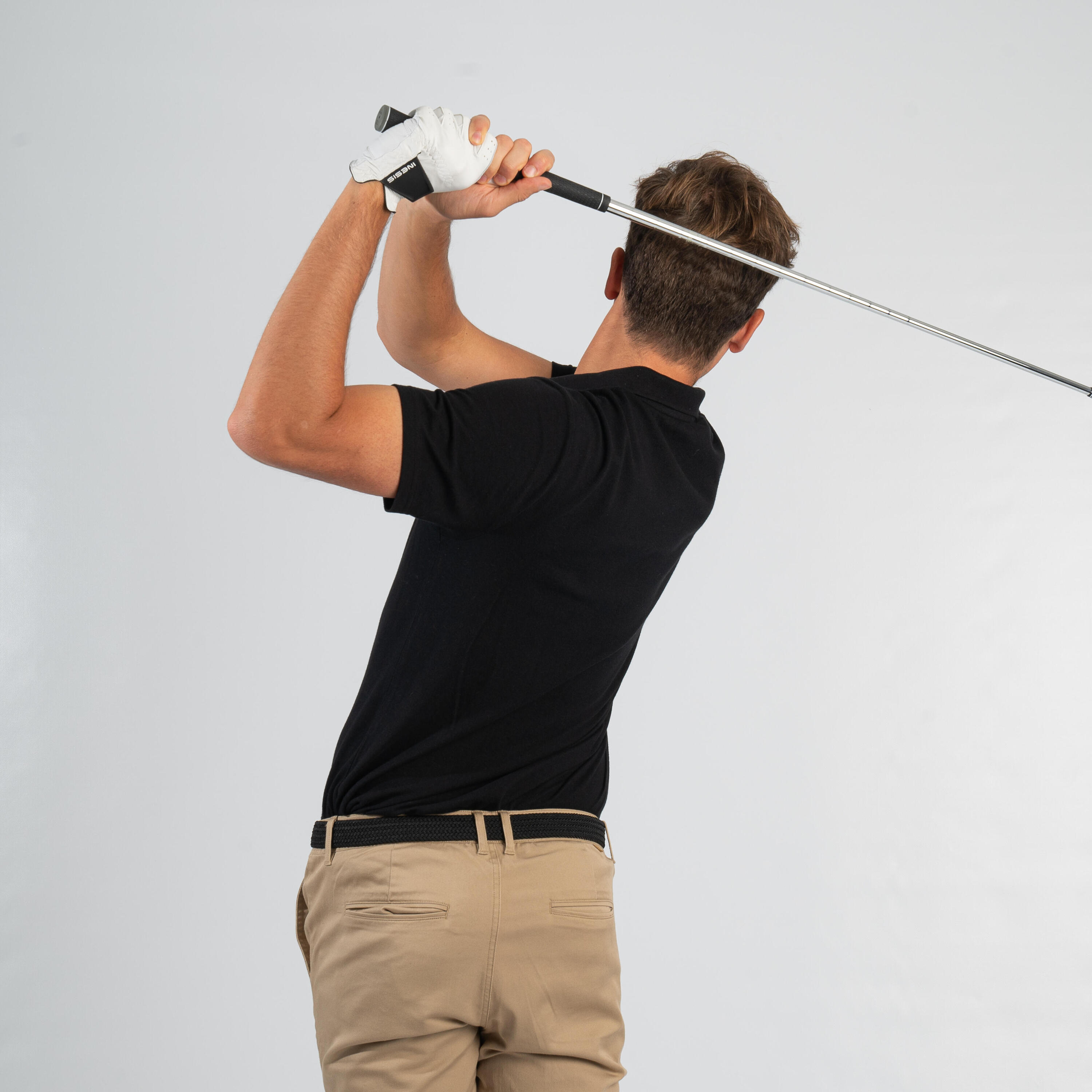 Polo de golf manches courtes homme MW500 noir 15/63