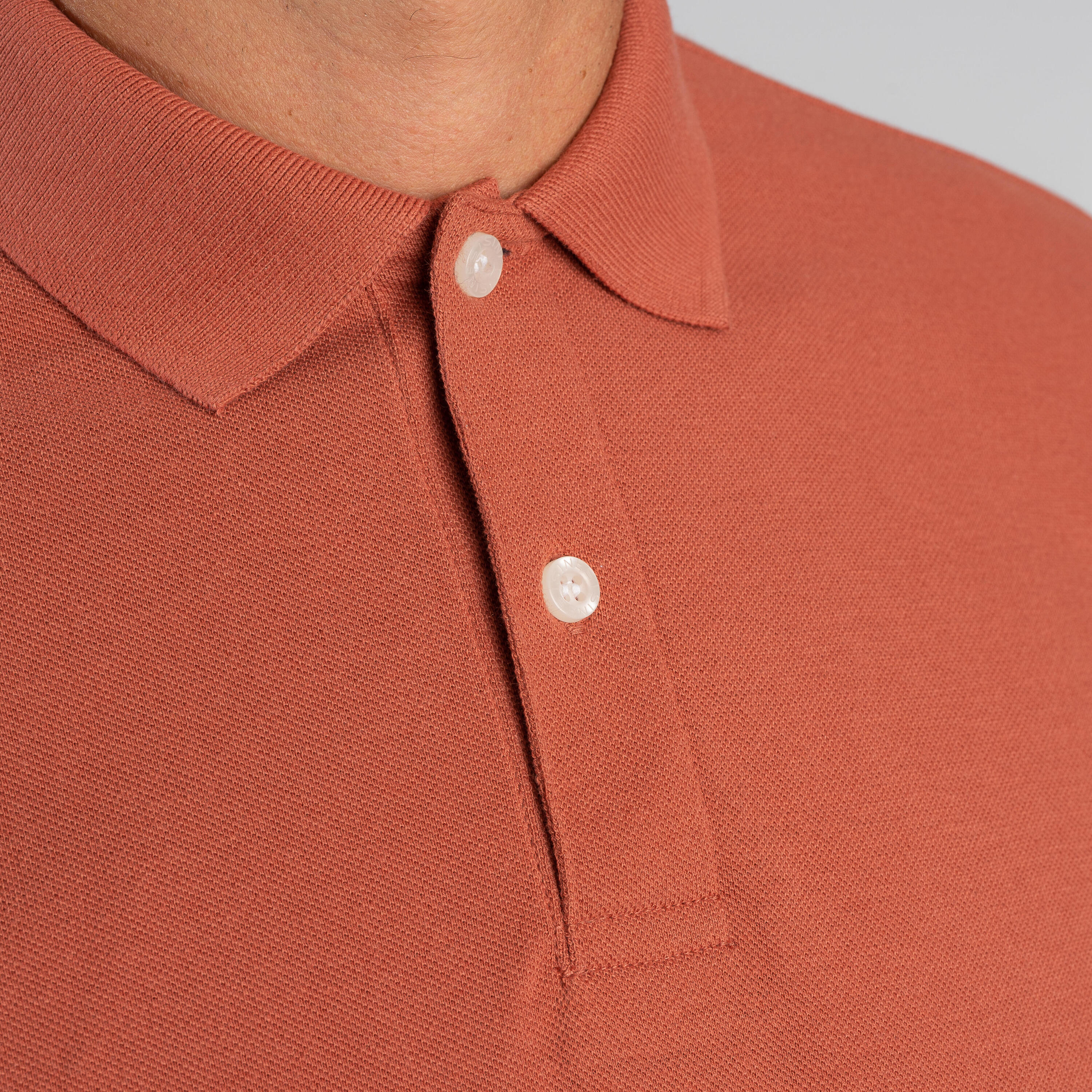 Men's golf short-sleeved polo shirt MW500 terracotta 18/24
