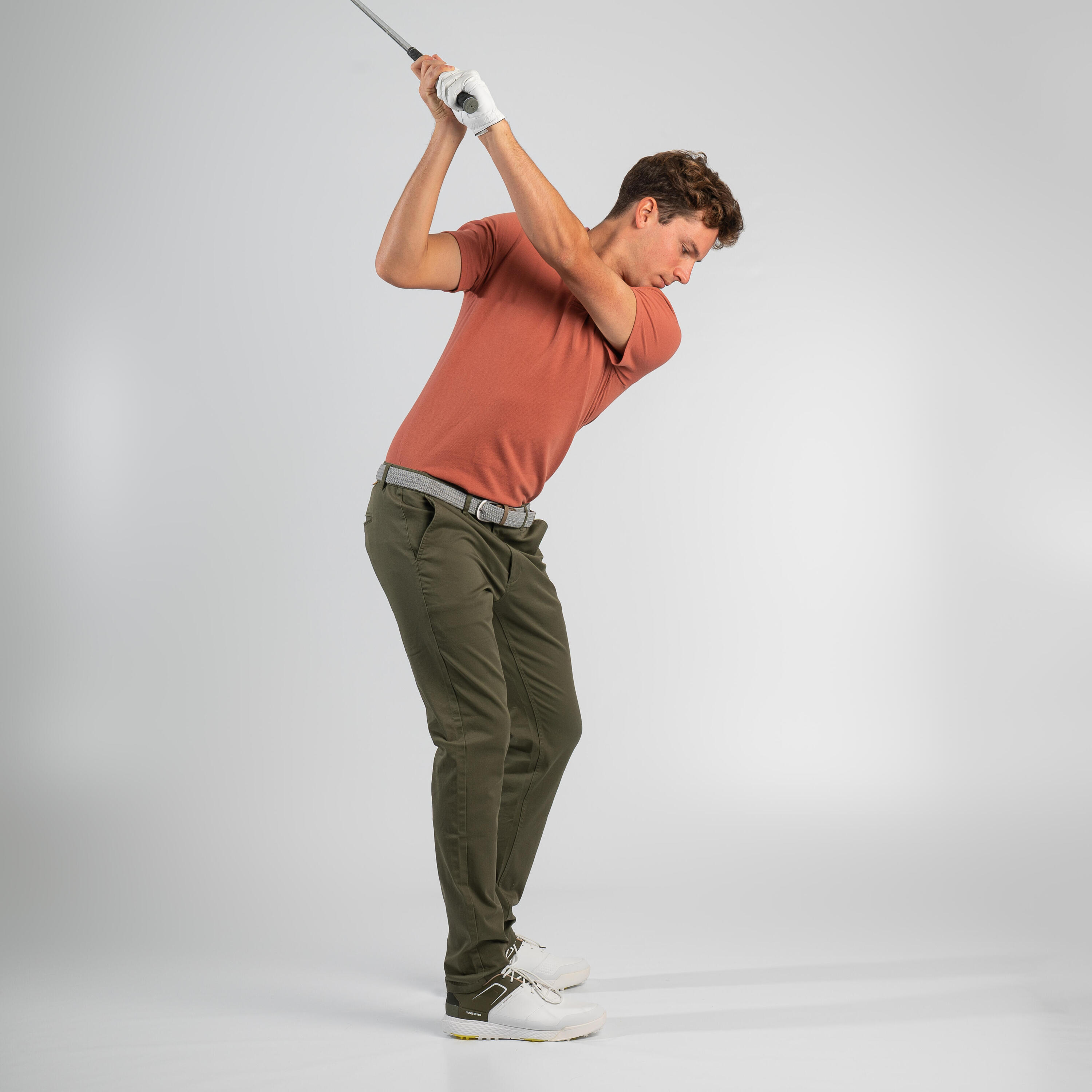 Men's golf short-sleeved polo shirt MW500 terracotta 17/24