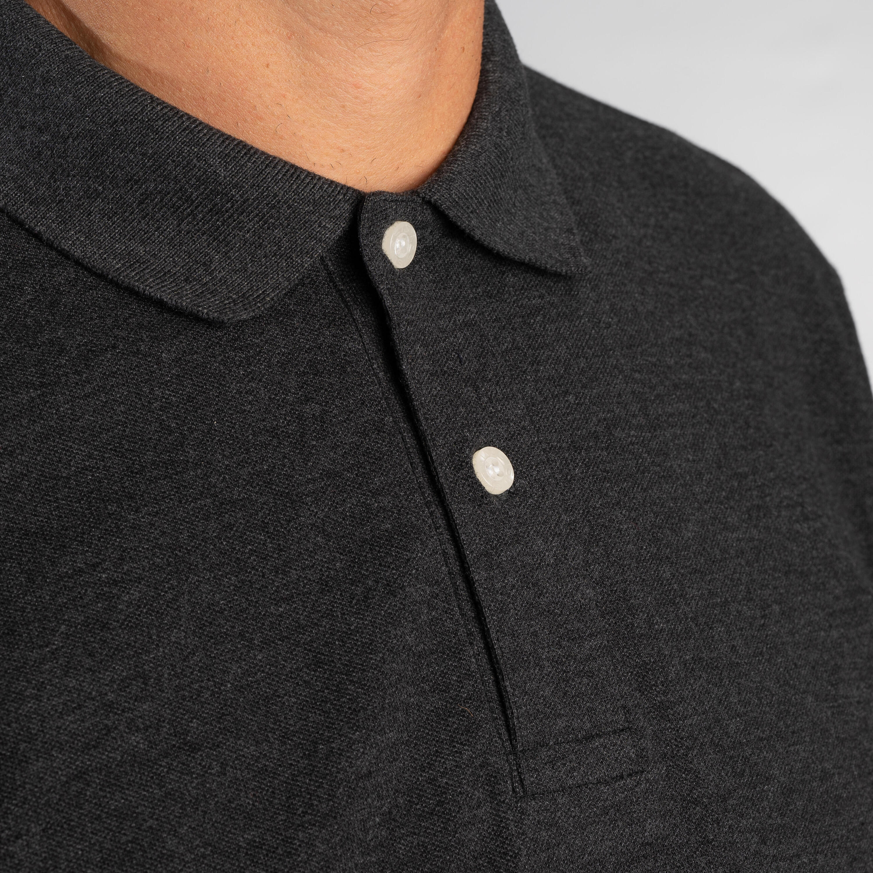 Men's golf long-sleeved polo shirt - mw500 dark grey 2/7