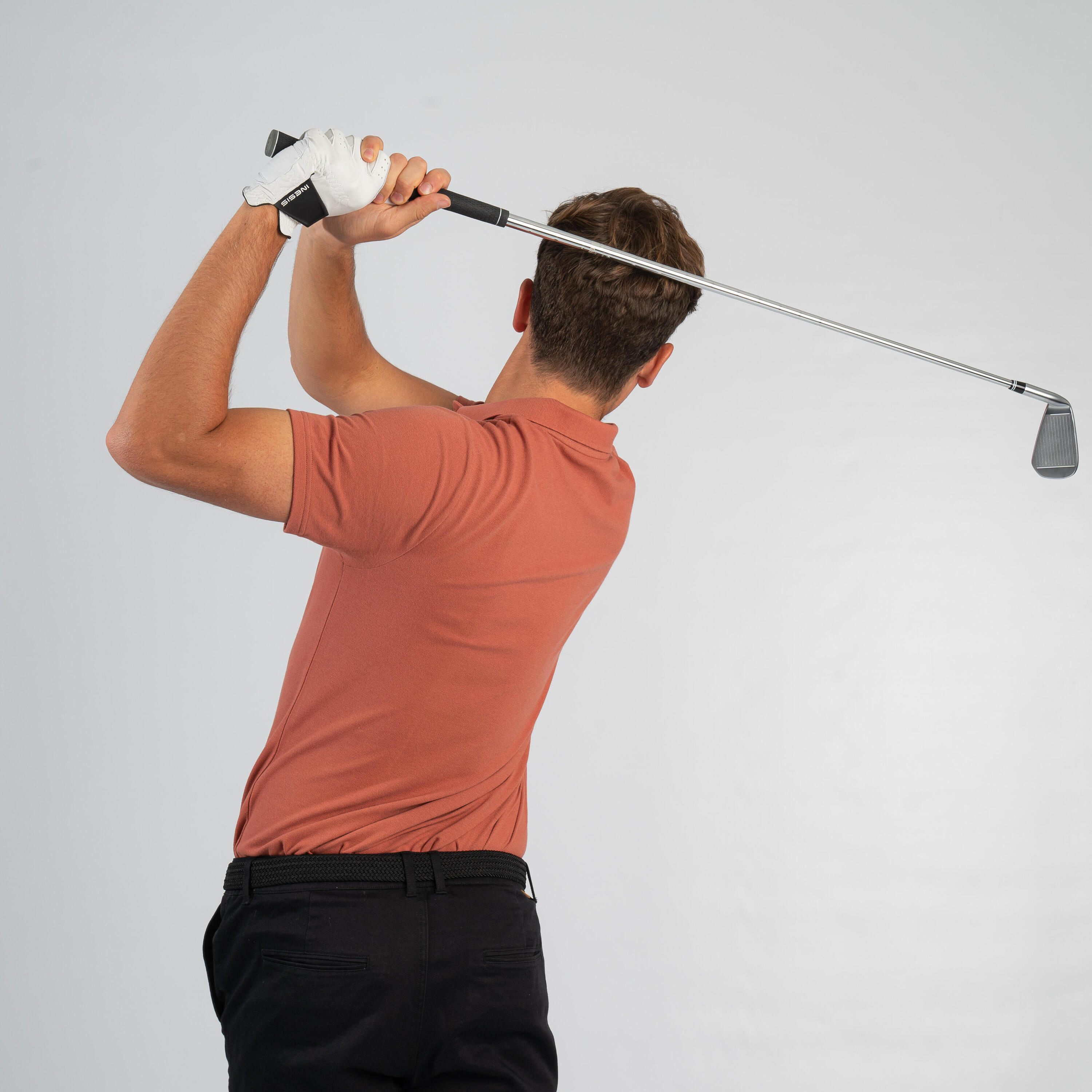 Men's golf short-sleeved polo shirt MW500 terracotta 15/24