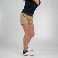 Women's golf cotton chino shorts - MW500 beige