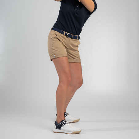 Women's golf cotton chino shorts - MW500 beige