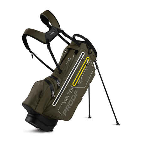 Kaki vodoodporna samostoječa torba za golf INESIS