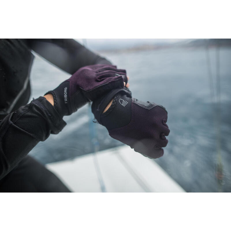Adult sailing fingerless gloves 500 - black