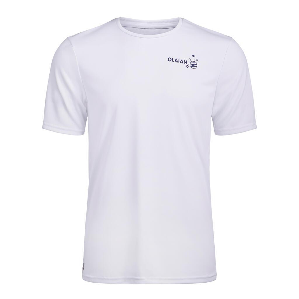 Men's surfing short-sleeved eco WATER T-SHIRT top anti-UV white