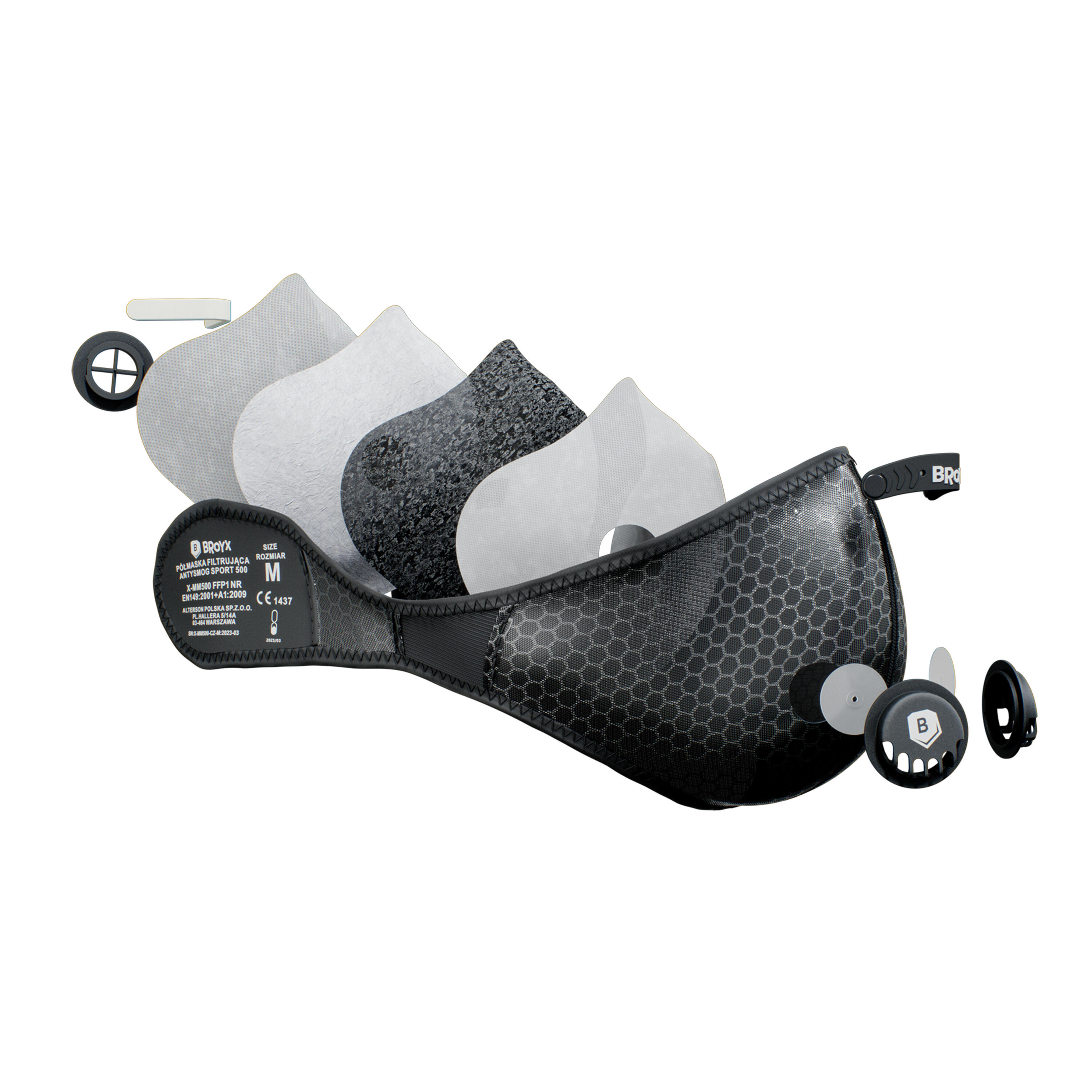 Second Life - Maska antyalergiczna z 2 filtrami wymiennymi Broyx Sport 500 FFP1 8/22