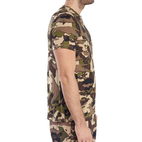 Camiseta Manga Corta Hombre Caza Solognac 100 Algodon Camuflaje Militar Marrón