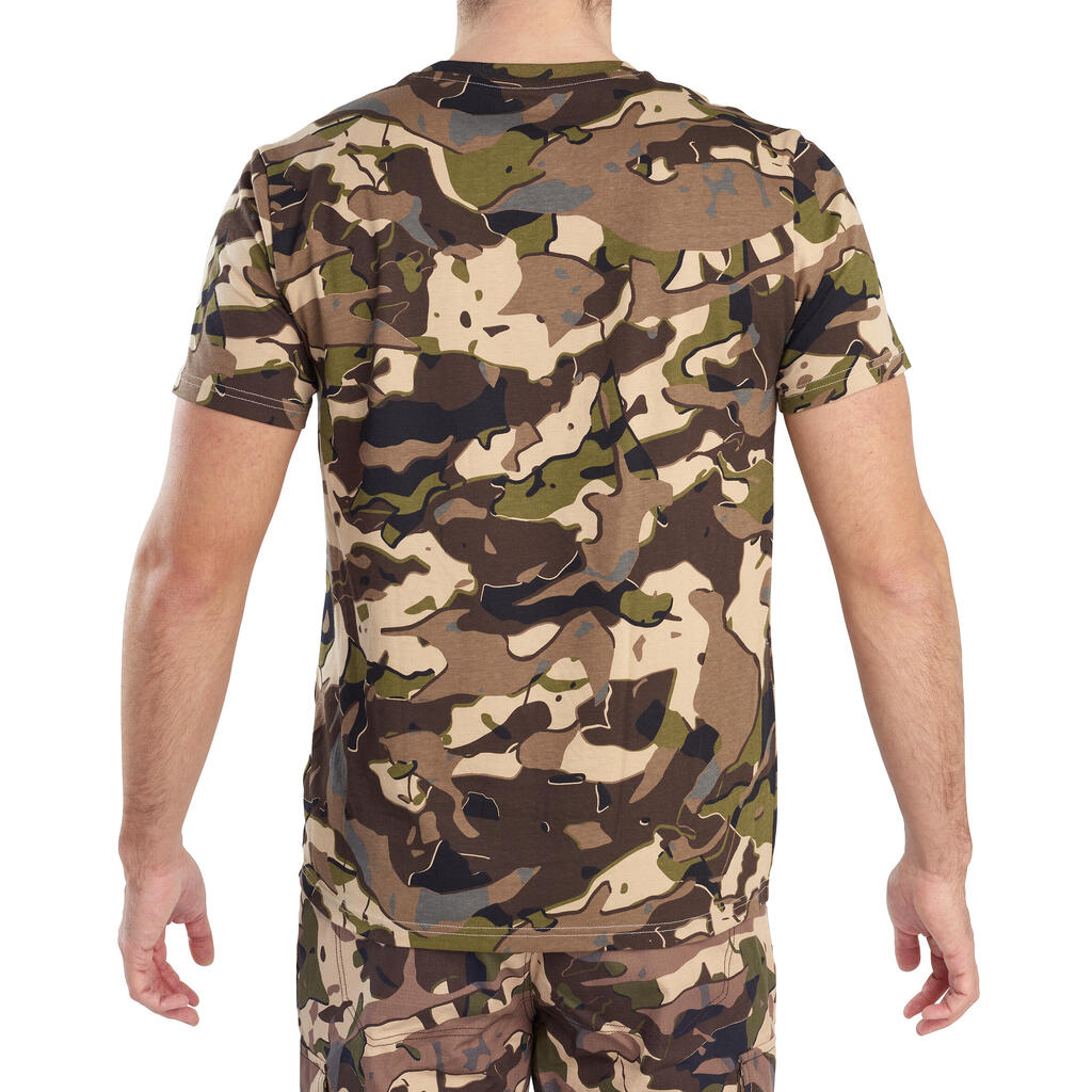 Short-sleeved hunting T-shirt 100 WL V1 - grey camouflage