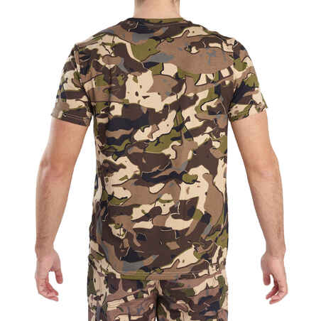 Camiseta Manga Corta Hombre Caza Solognac 100 Algodon Camuflaje Militar Marrón