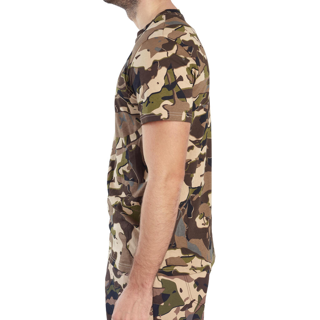 Short-sleeved hunting T-shirt 100 WL V1 - grey camouflage