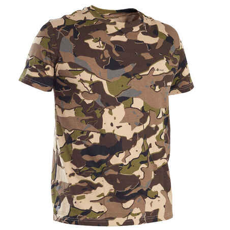 Kortärmad tröja för jakt 100 kamouflage WL V1 brun