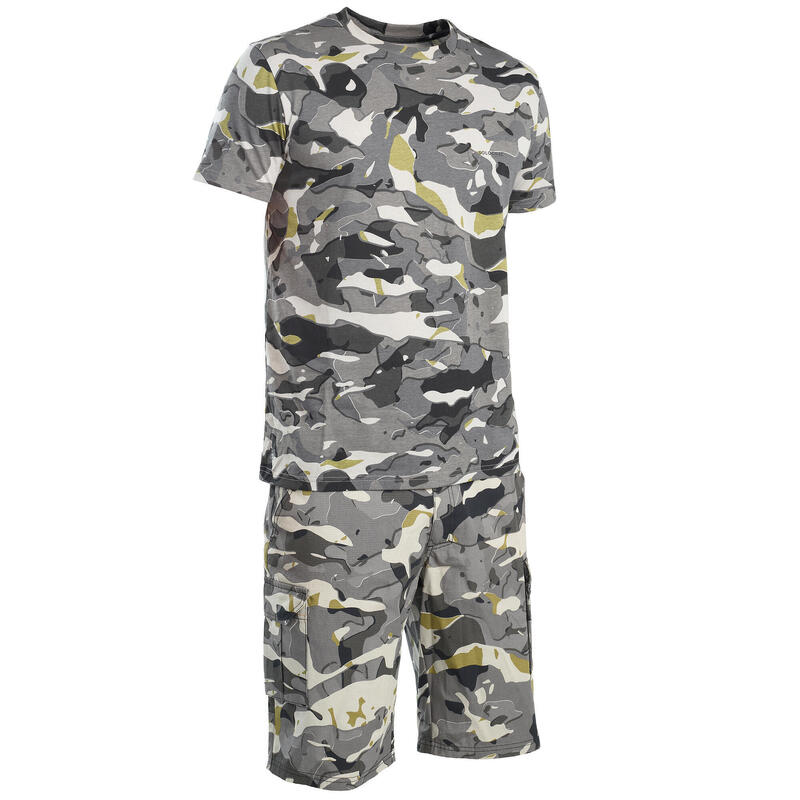 T-shirt manches courtes chasse 100 camouflage WL V1 gris