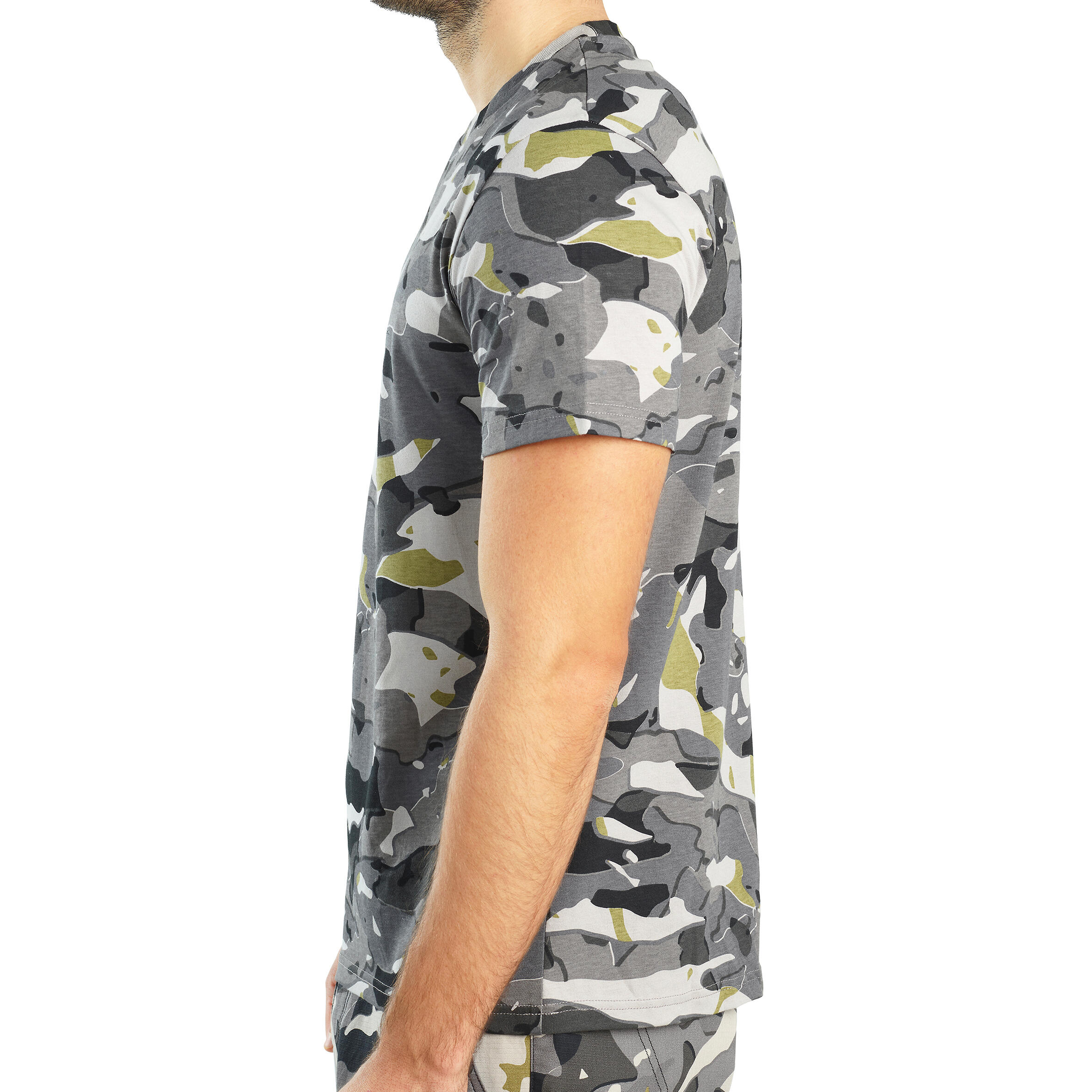 Short-sleeved hunting T-shirt 100 WL V1 - grey camouflage 5/6
