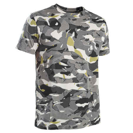 Short-Sleeved Country Sport T-Shirt 100 Wl V1 - Grey Camouflage