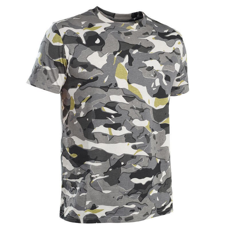 T-shirt manches courtes chasse 100 camouflage WL V1 gris