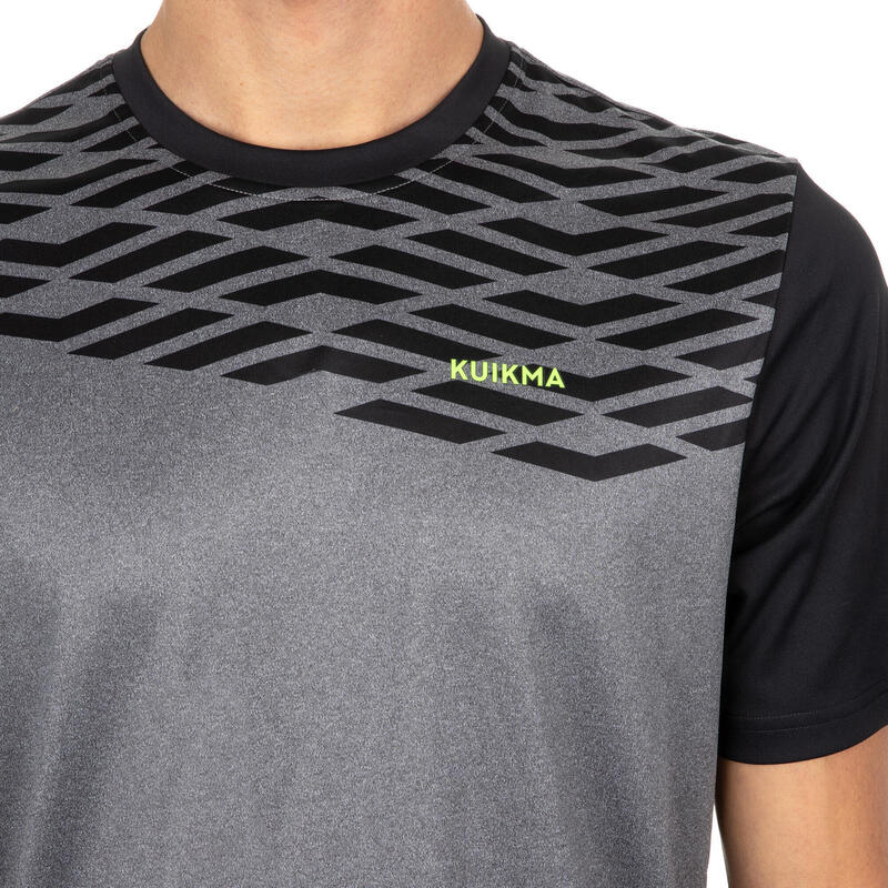 T-shirt de padel manga curta respirável Homem - 500 cinzento preto