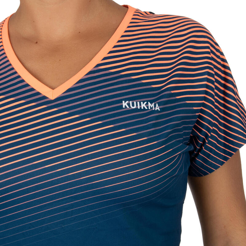 T-shirt de padel manches courtes respirant Femme- 500 bleu orange