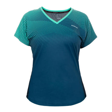 Ventilerande t-shirt för padel 500 dam blå/grön 