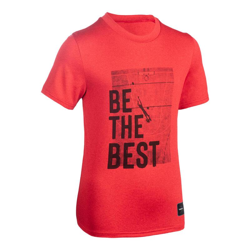 T-SHIRT DE BASKETBALL POUR GARCON/FILLE TS500 FAST ROUGE BE THE BEST