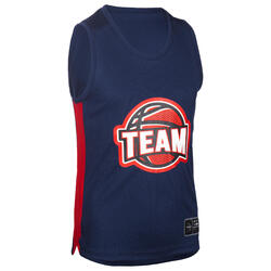 Boys'/Girls' Sleeveless Basketball Jersey T500 - Navy/Red Team