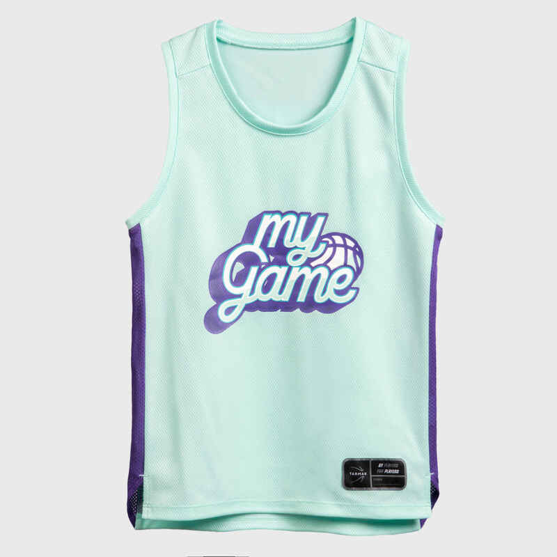 Basketballtrikot ärmellos T500 Kinder grün/violett My Game Basketballtrikot ärmellos T500 Kinder grün/violett My Game