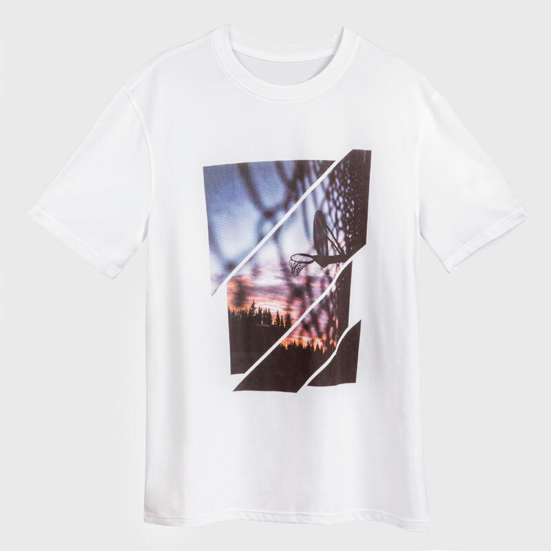 T-SHIRT / MAILLOT DE BASKETBALL HOMME TS500 FAST BLANC PHOTO