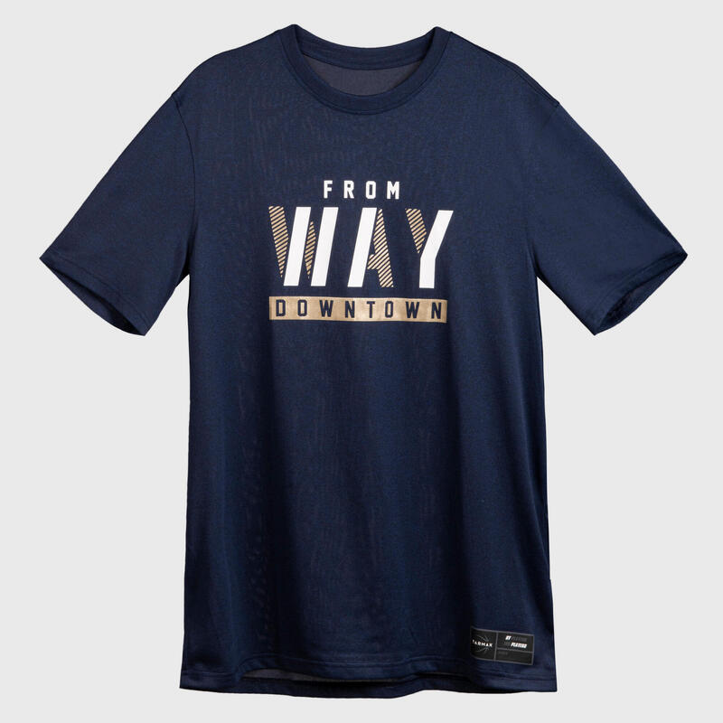 T-SHIRT / MAILLOT DE BASKETBALL HOMME TS500 FAST BLEU FONCE DOWNTOWN