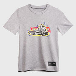 T-SHIRT DE BASKETBALL POUR GARCON/FILLE TS500 FAST GRIS SHOES
